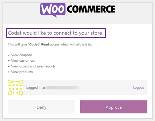 WooCommerce store connection flow